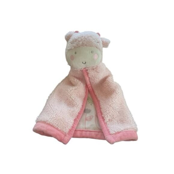Chic Pea Pink Baby Lovey Security Blanket Plush Toy Sherpa Fabric Floral Pattern - Picture 1 of 5